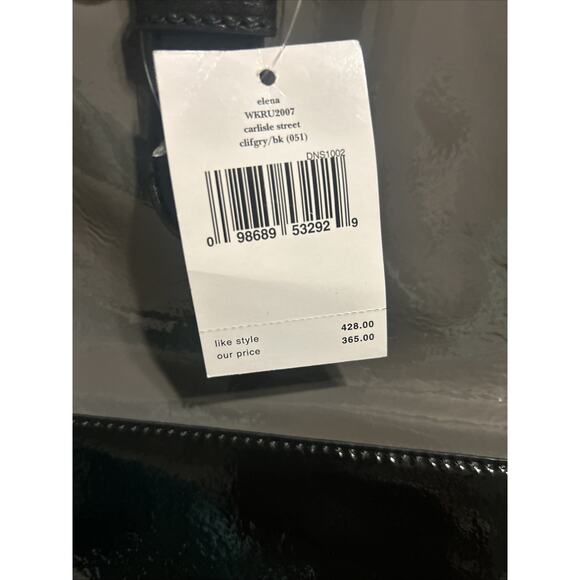 NWT Kate Spade Carlisle Street Elena Patent Leather Black and Grey Purse Handbag